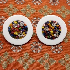 Vintage HUGE RUNWAY statement Acrylic white fetti